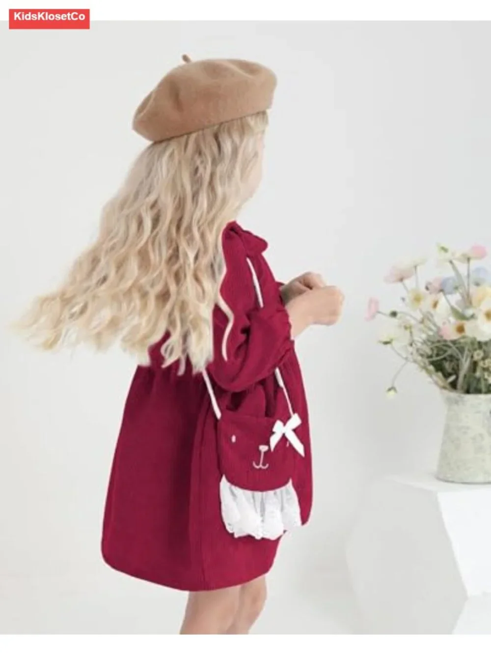 Toddler Girl Fall Dress with Satchel Long Sleeve A-Line Crew Neck